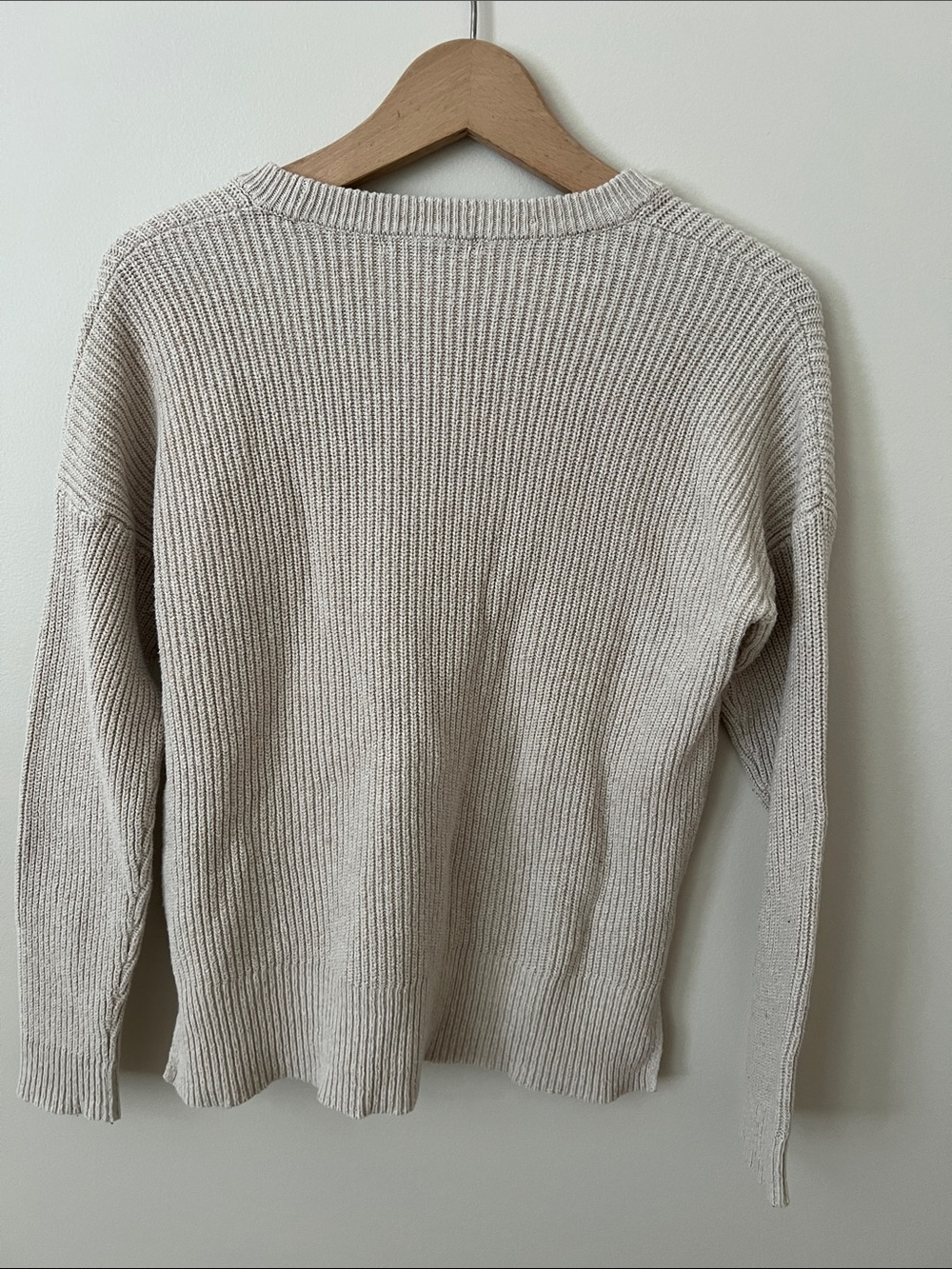 Madewell | Beige Slouchy Ribbed Crewneck Sweater Front Pocket #AA782 Size S - Picture 7 of 17